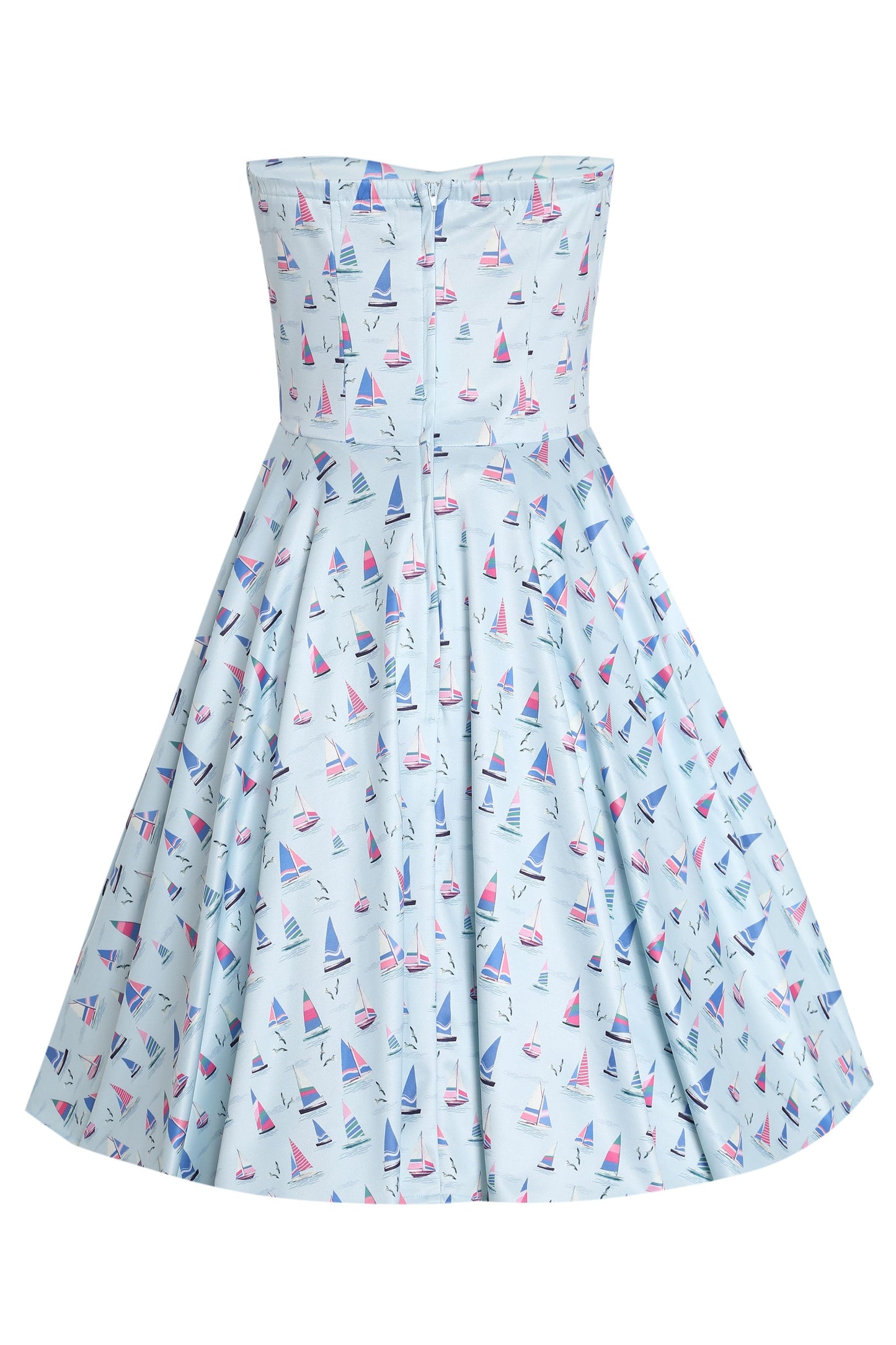 Melissa Light Blue Nautical Sailboat Strapless Dress