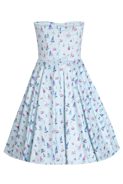 Melissa Light Blue Nautical Sailboat Strapless Dress