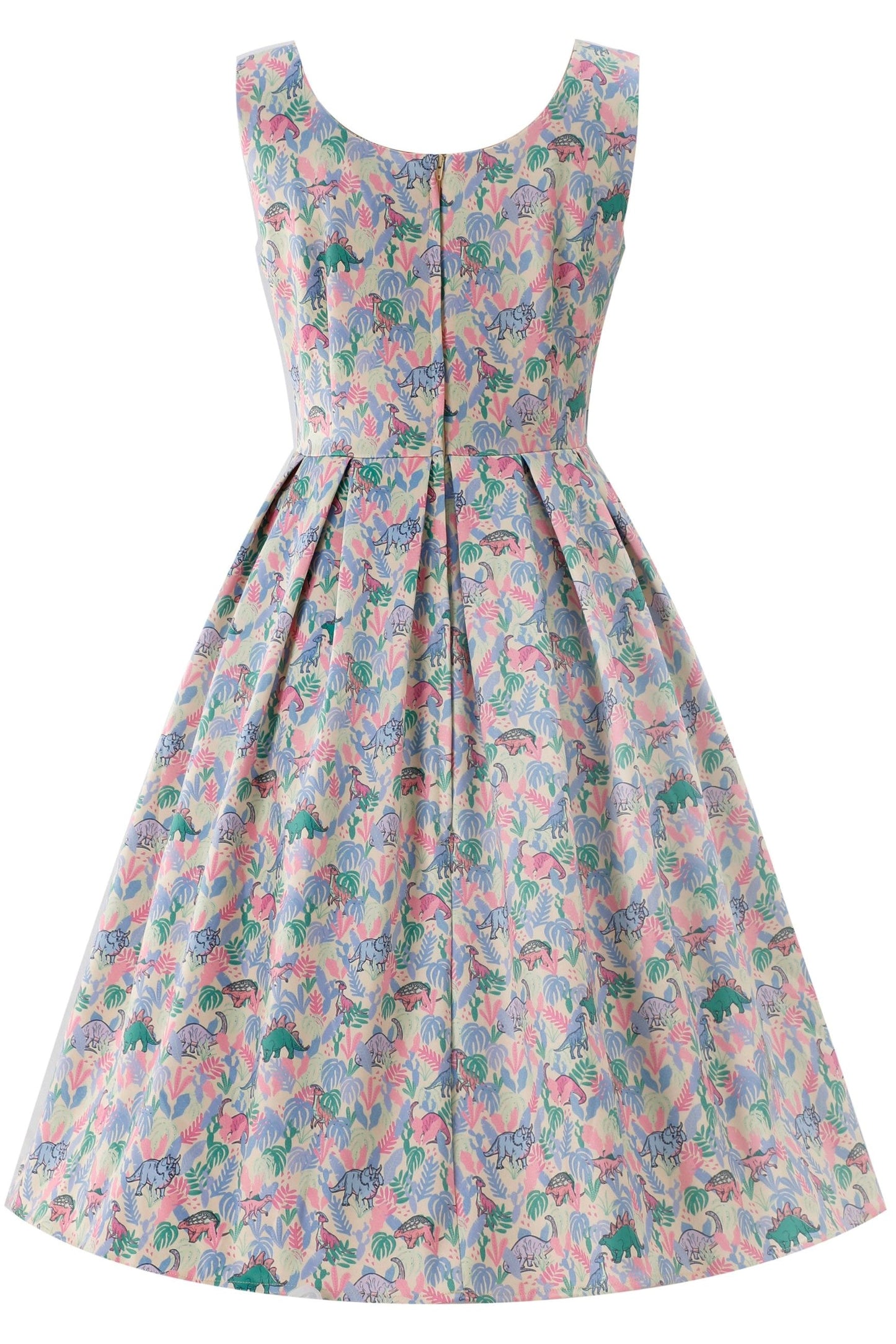 Amanda Pastel Dinosaur Flared Dress