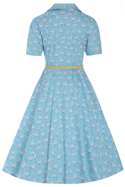 Penelope Duck Farm Shirt Dress In Light Blue