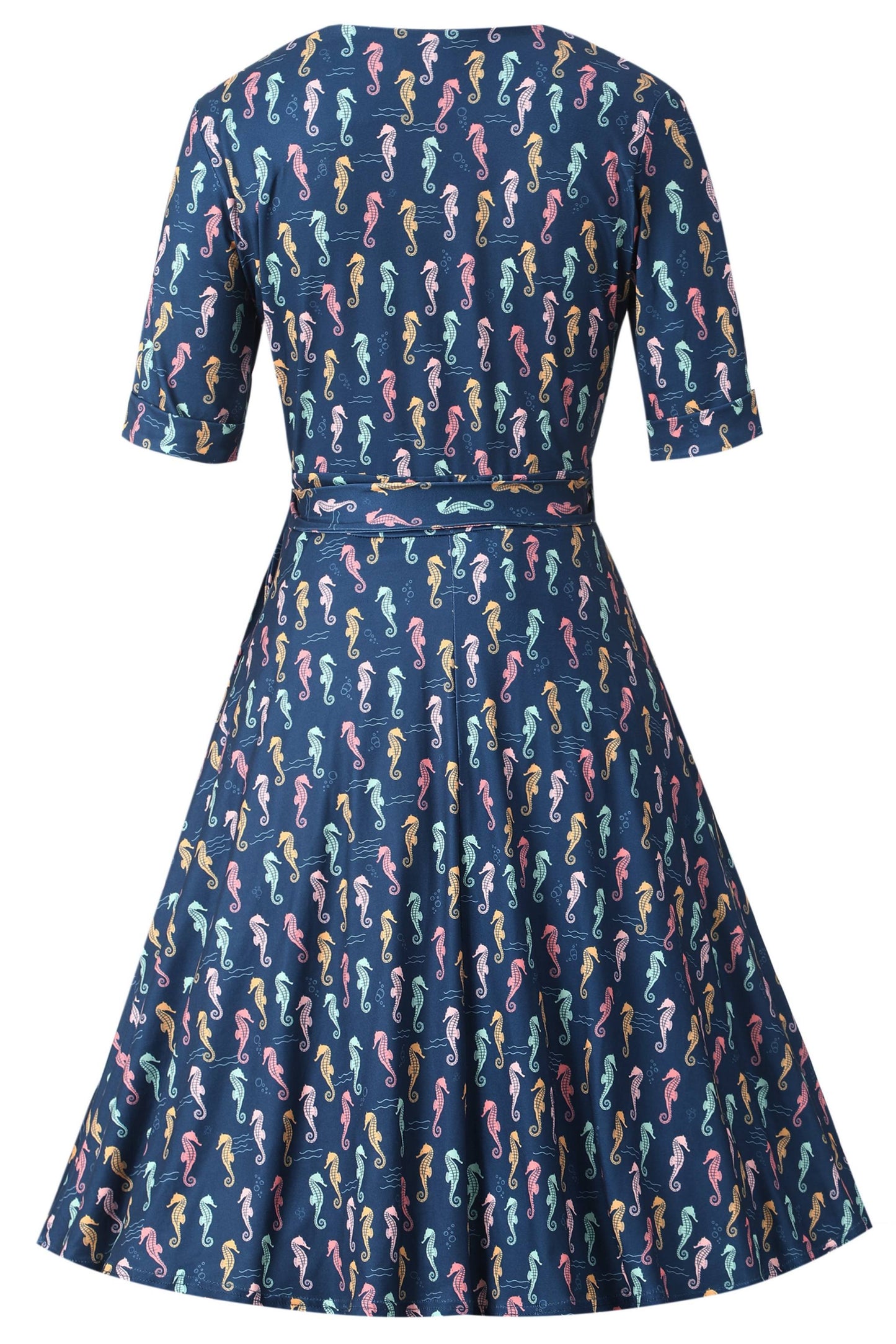 Matilda Navy Blue Seahorse Wrap Dress
