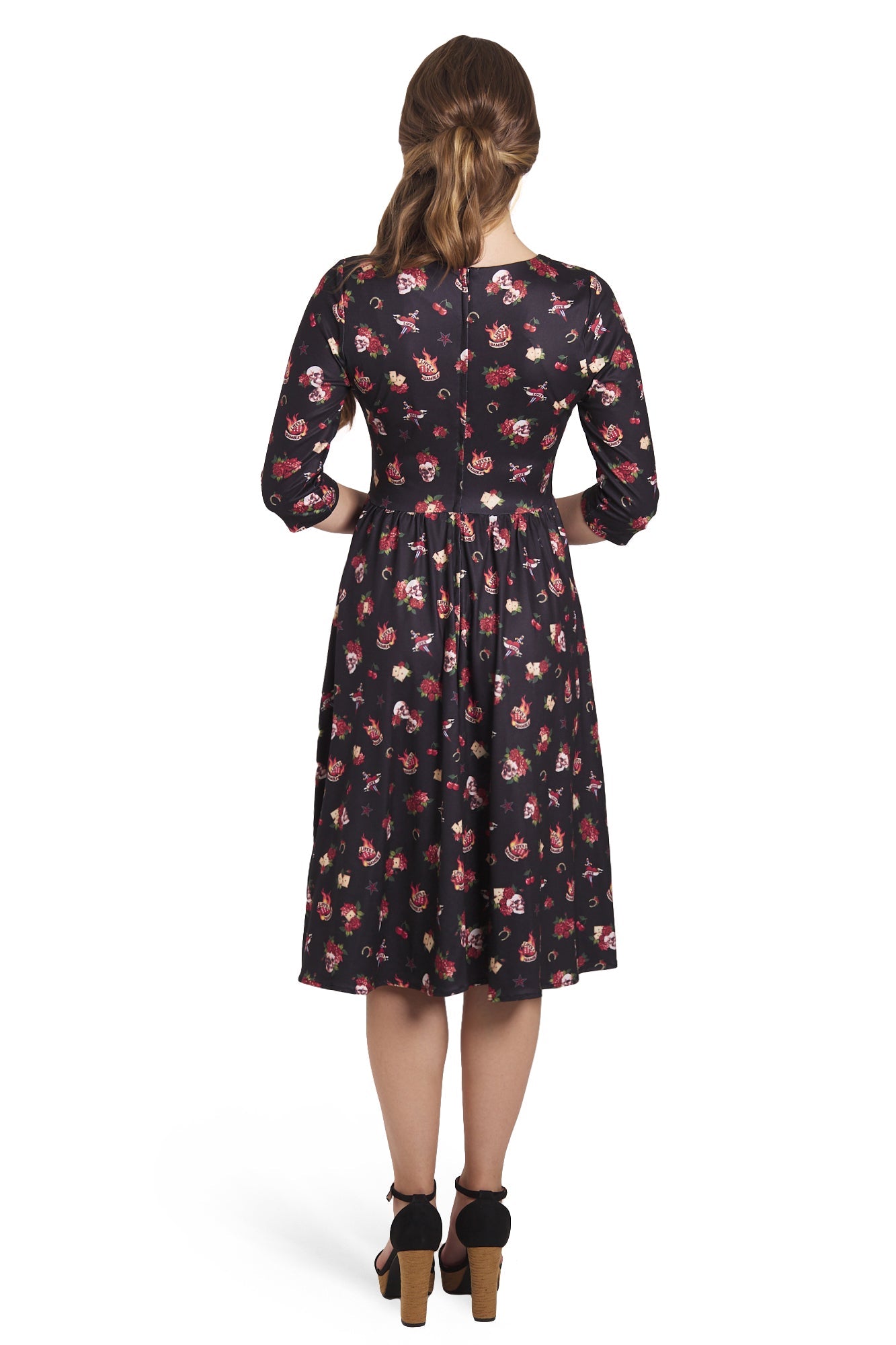 Billie Black Rockabilly Skull & Rose Dress