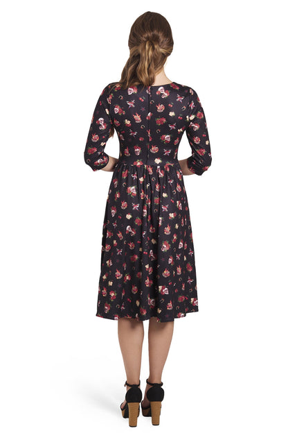 Billie Black Rockabilly Skull & Rose Dress
