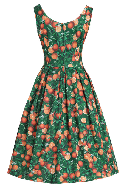Amanda Orange Flared Dress In Green