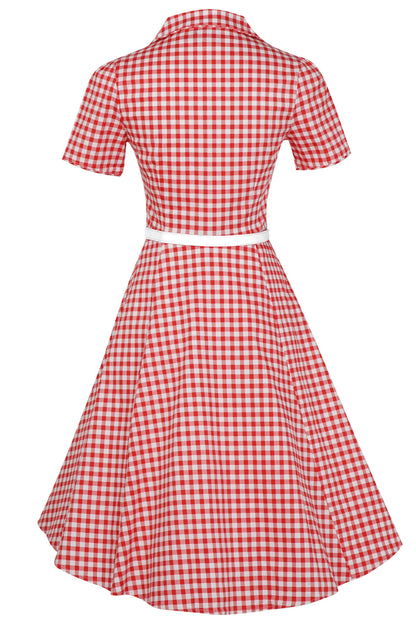 Penelope Rockabilly Red Gingham Shirt Dress