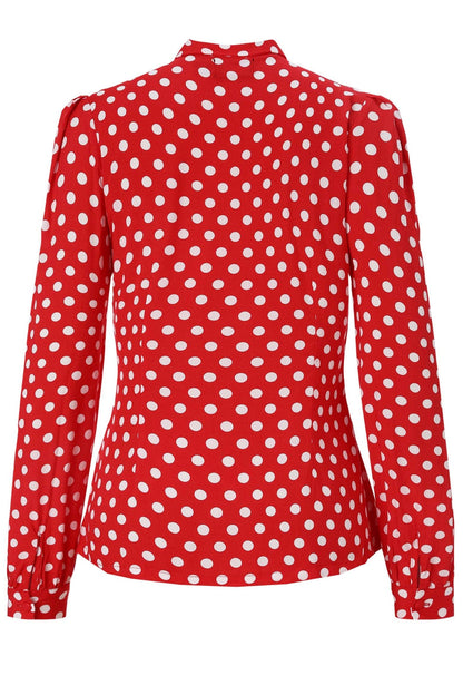 Margaret Retro Red Polka Dot Blouse