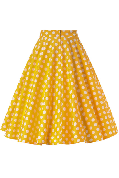 Maisie Yellow Polka Dot Full Circle Midi Skirt