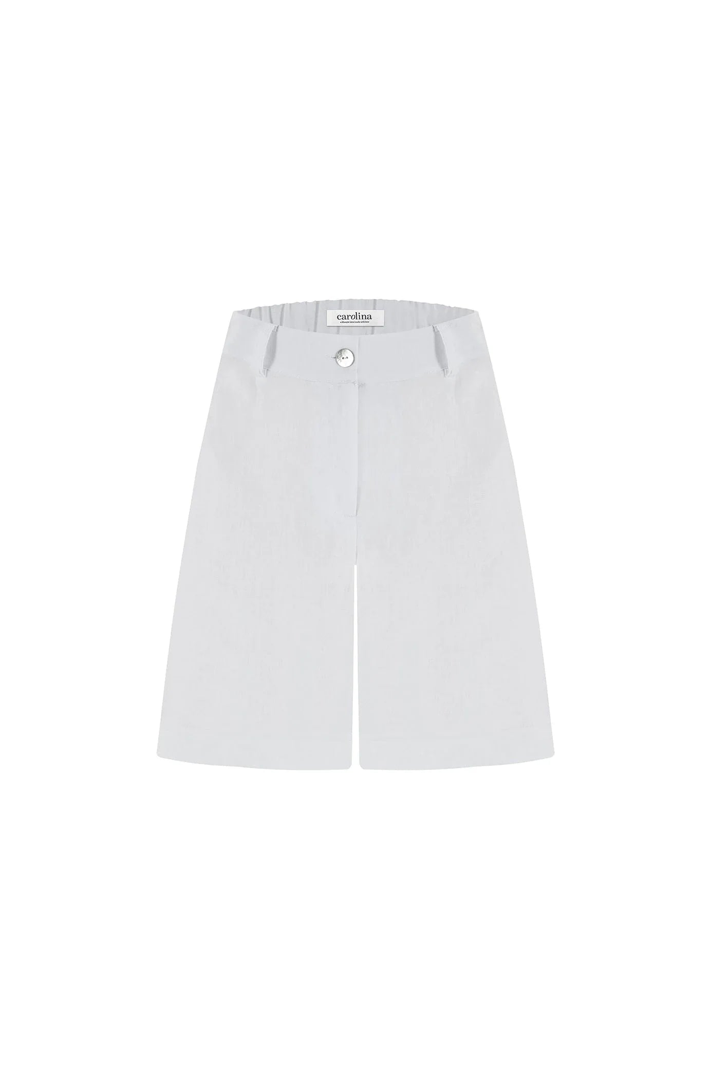 Bermuda Linen Cuffed Shorts White