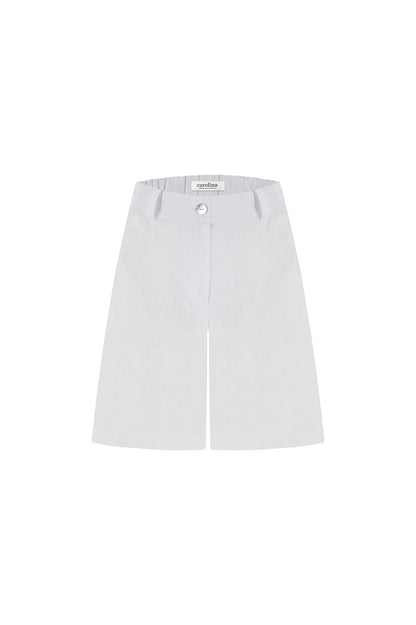 Bermuda Linen Cuffed Shorts White