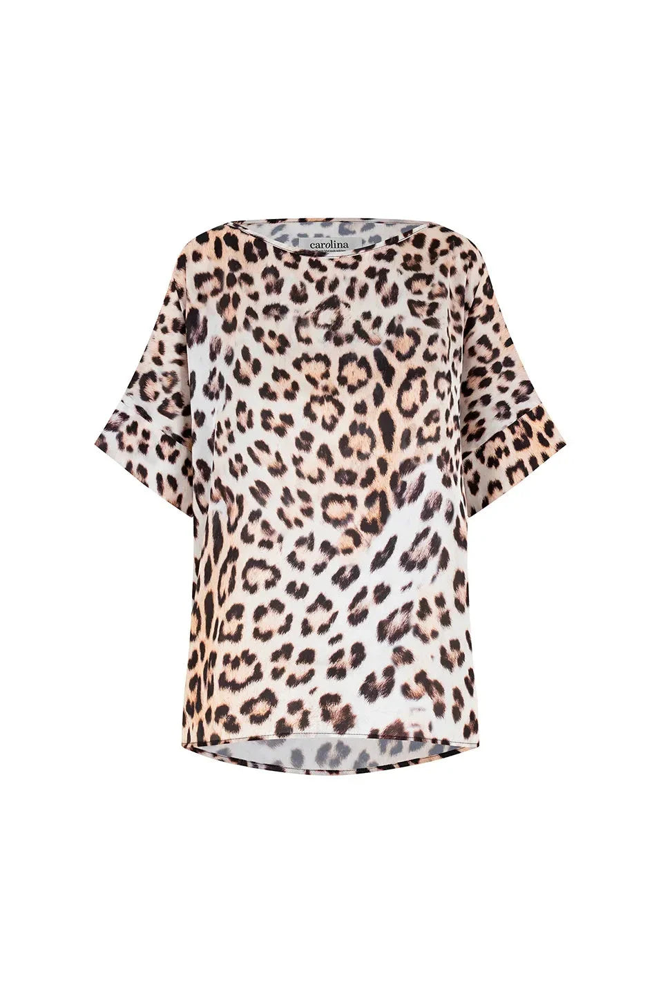 Bianca Short Sleeve Top Leopard Print with Round Neck