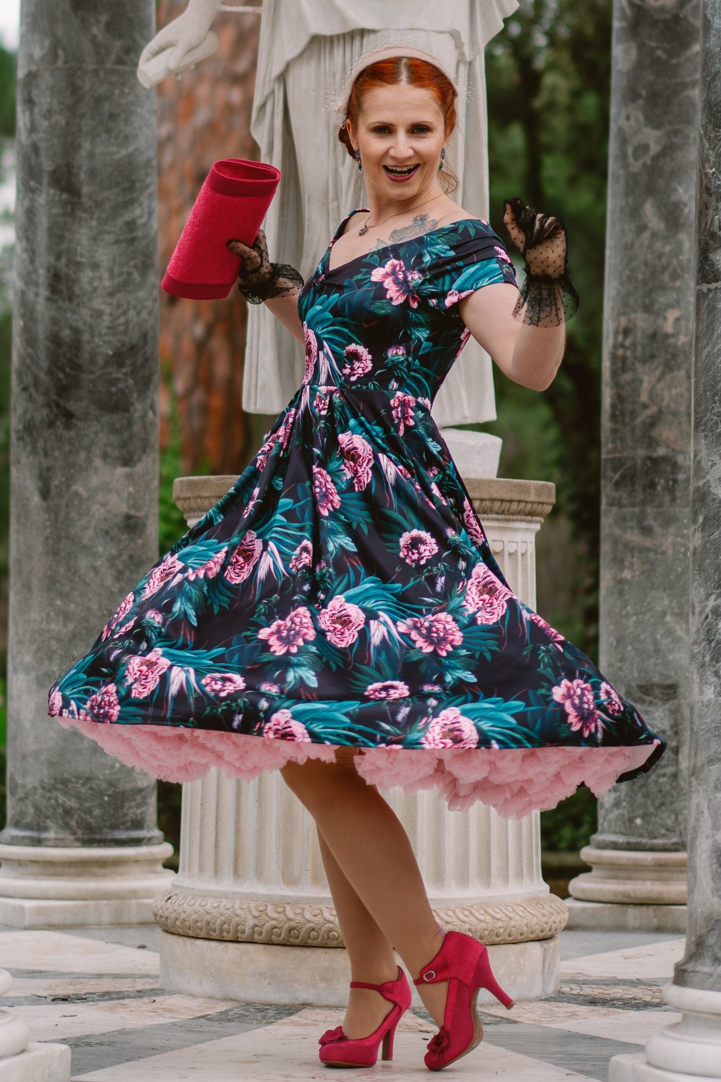 Lily Black Peony Off Shoulder Dress