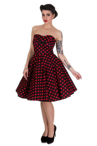 Melissa Black & Red Polka Dot Strapless Dress