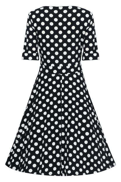 Matilda Black & White Polka Knit Wrap Dress