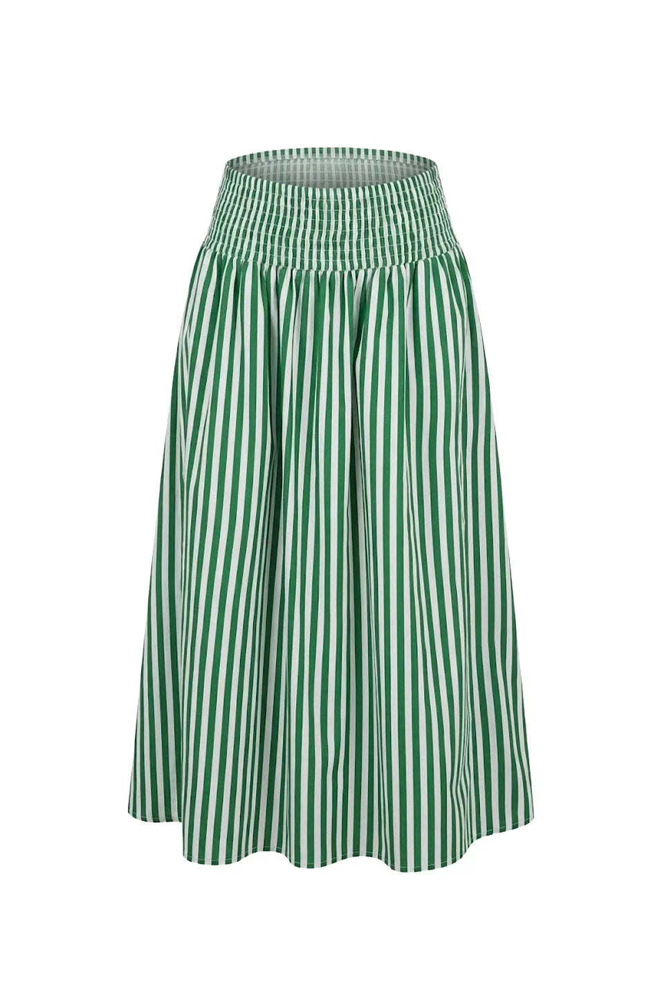 Brooke Midi A-Line Skirt Striped Emerald & White