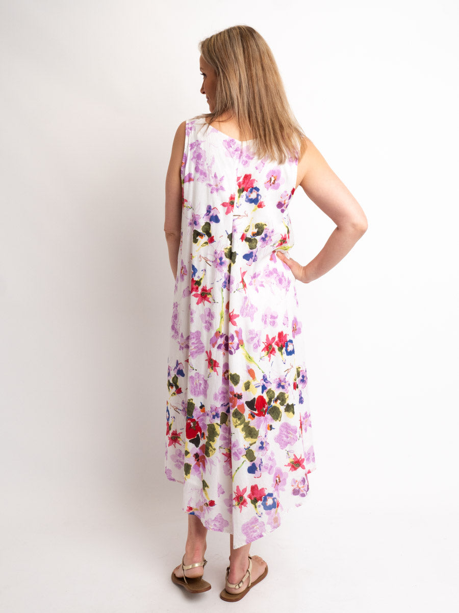 Sleeveless A-line dress in Lilac Floral
