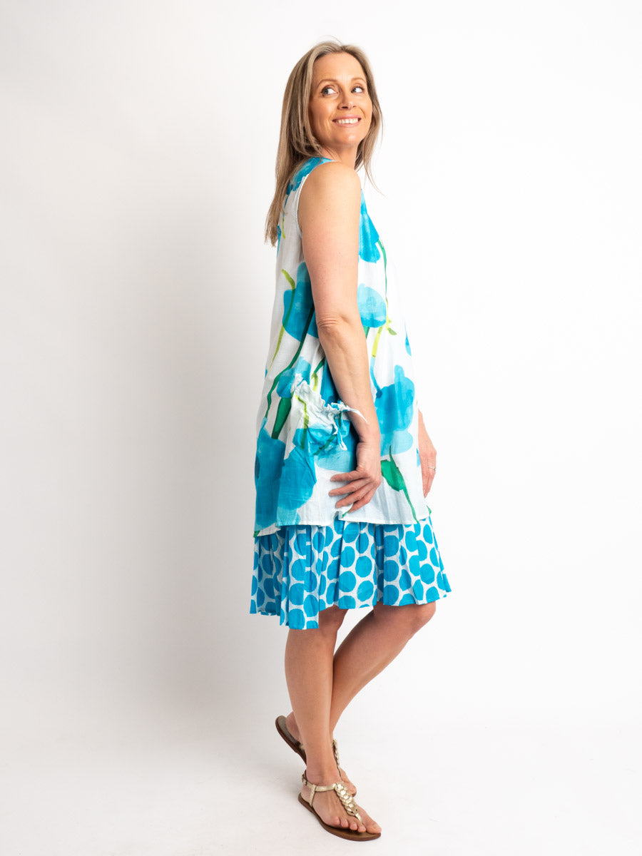 Orpheus Dress in Blue Poppy Print