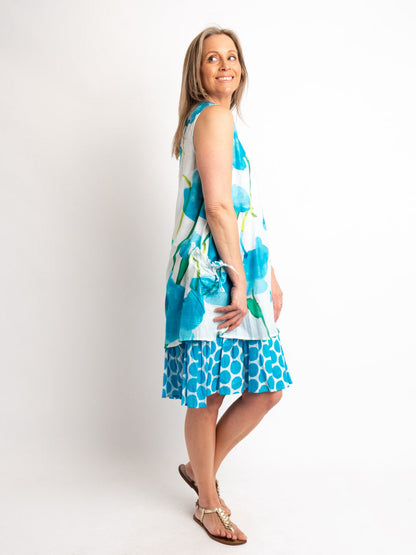 Orpheus Dress in Blue Poppy Print