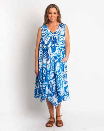 Coolum Dress in Blue Swirl