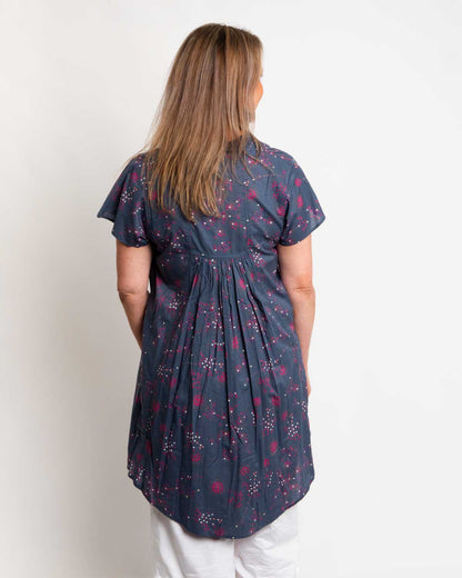 Super Cool and Comfy Hi-Low Dress in Gun Metal Grey Floral
