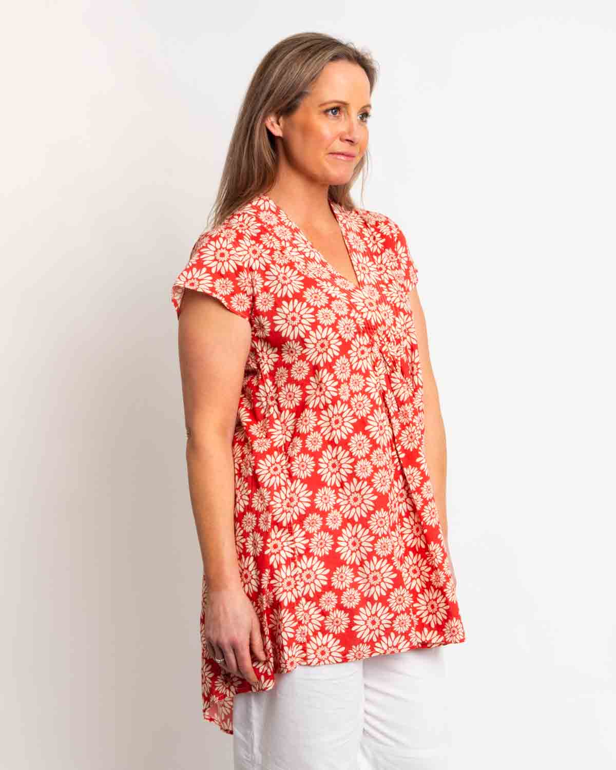 Super Cool and Comfy Hi-Low Dress in Ochre Floral