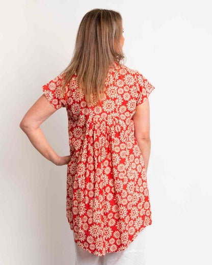 Super Cool and Comfy Hi-Low Dress in Ochre Floral