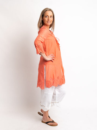 Broderie Anglais Top in Peach