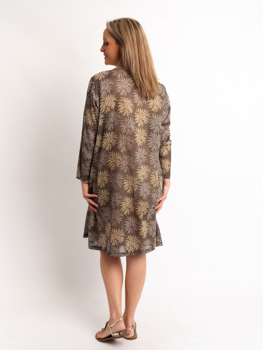 Pleated Dress Length Kurta in Sunflowers