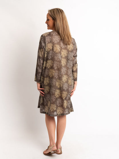 Pleated Dress Length Kurta in Sunflowers