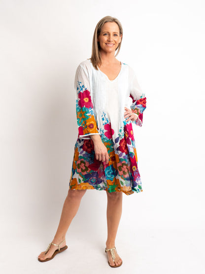 Pleated Dress Length Kurta in Japanese Floral