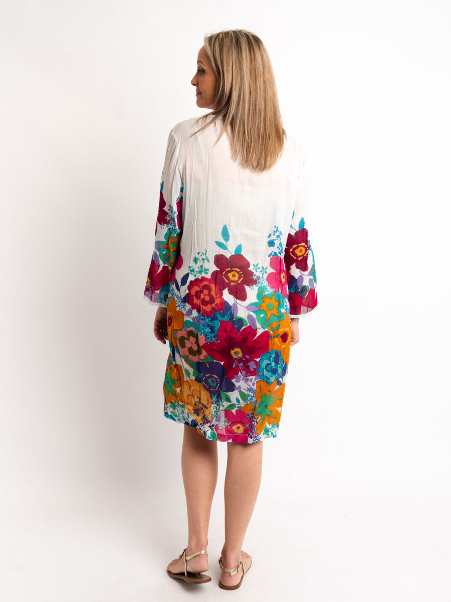 Pleated Dress Length Kurta in Japanese Floral