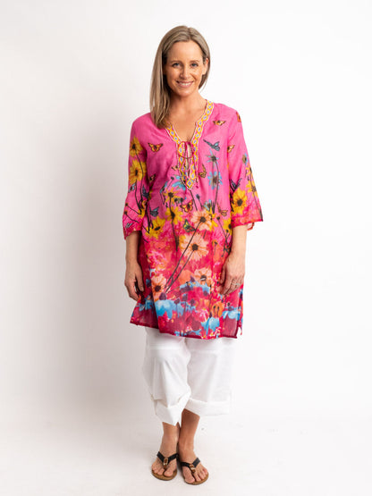 Long Top in Pink Floral
