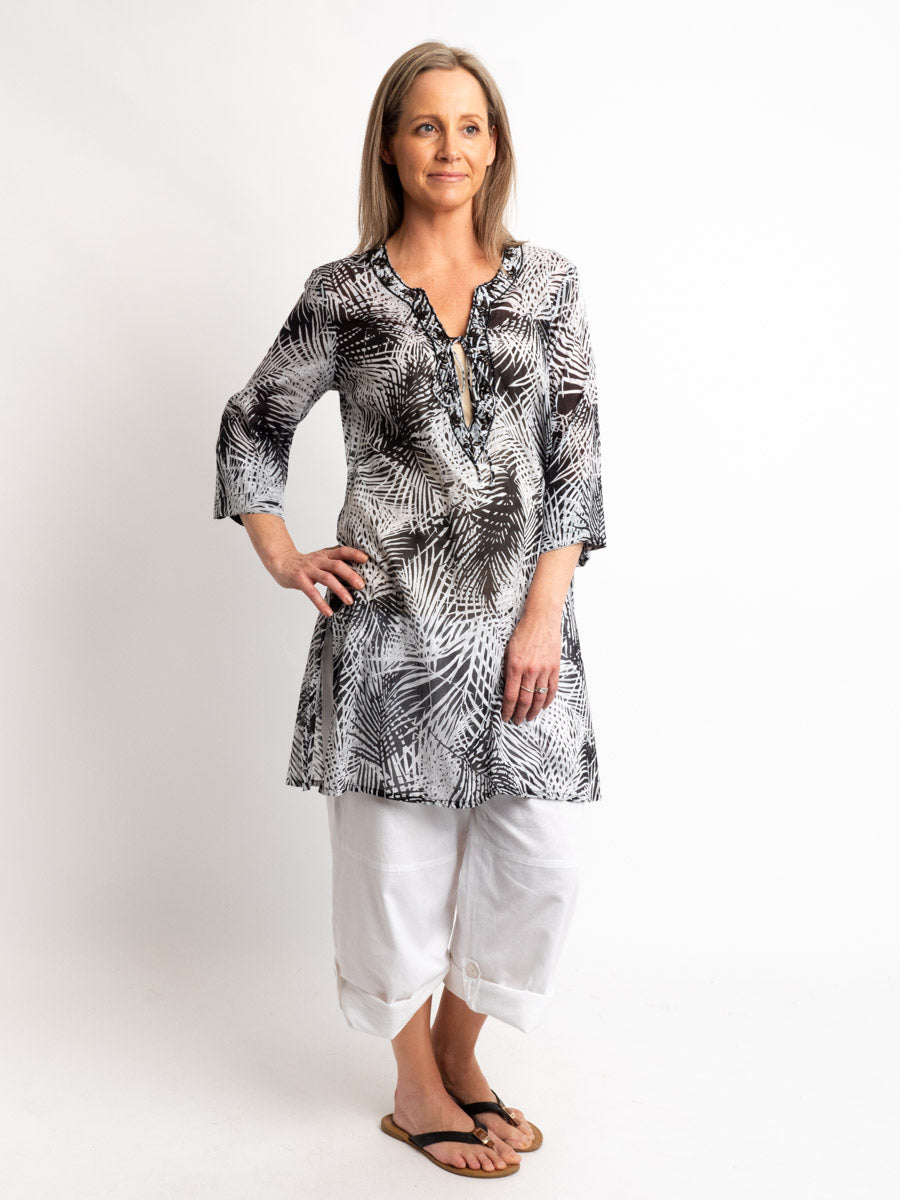 Long Top in Black Fern
