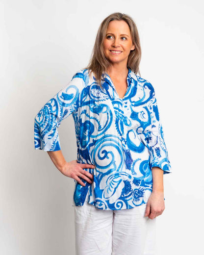 Mossman Top in Blue Swirl