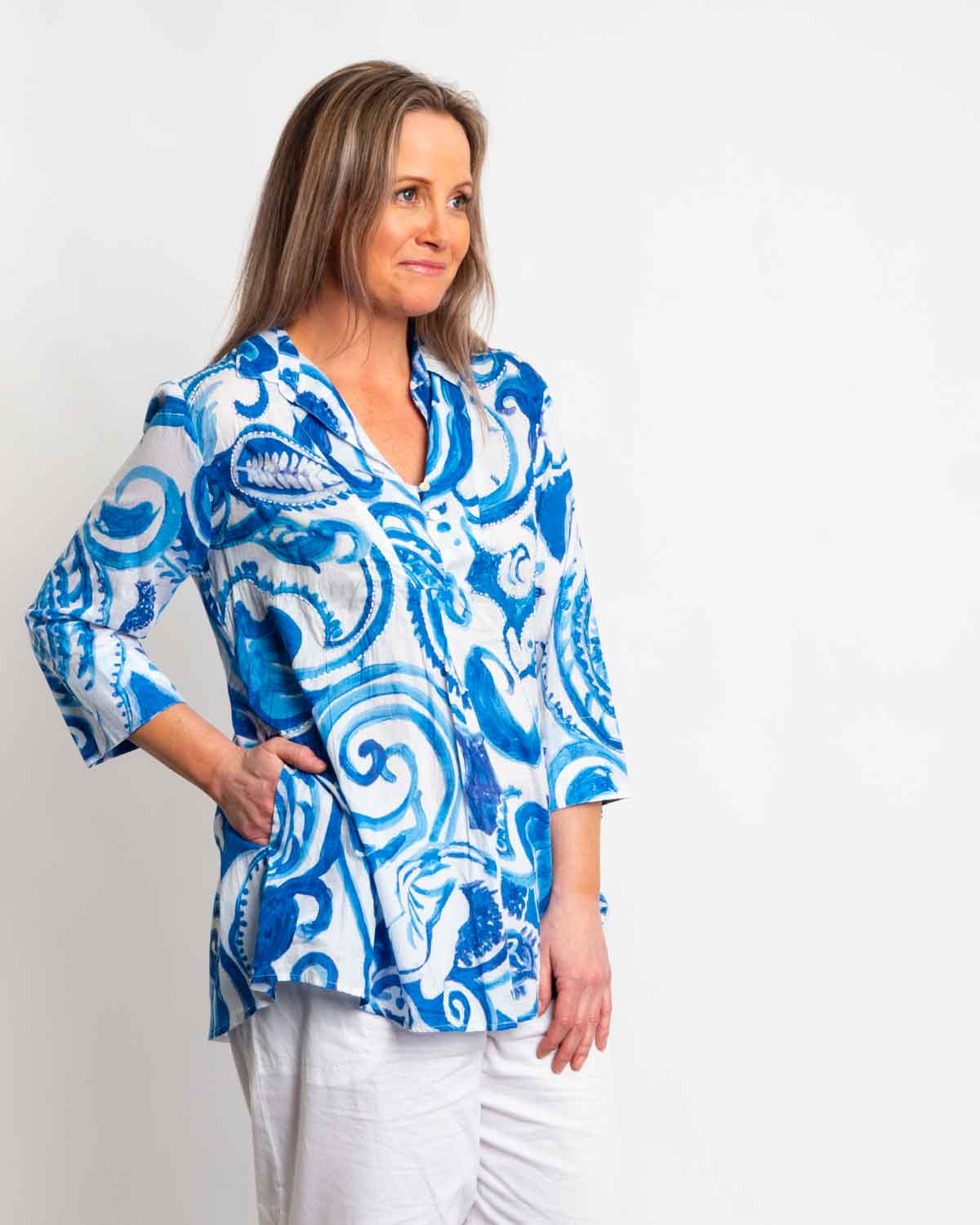 Mossman Top in Blue Swirl