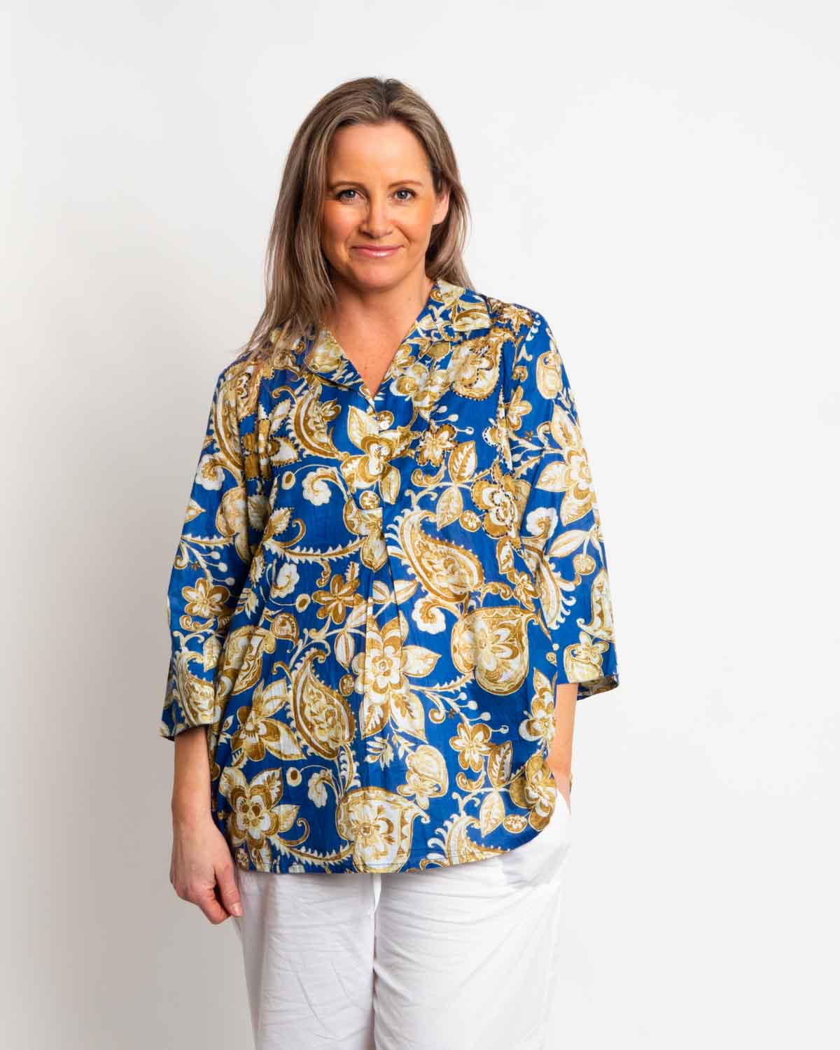Mossman Top in Antique Blue