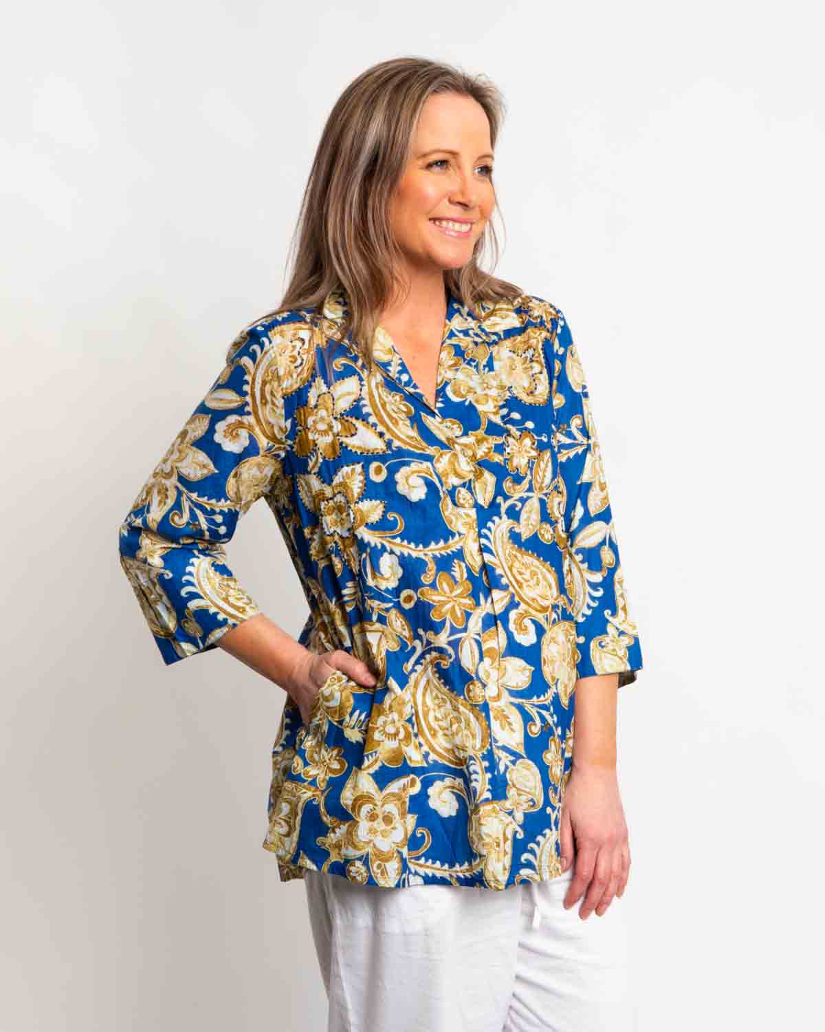 Mossman Top in Antique Blue