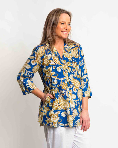 Mossman Top in Antique Blue
