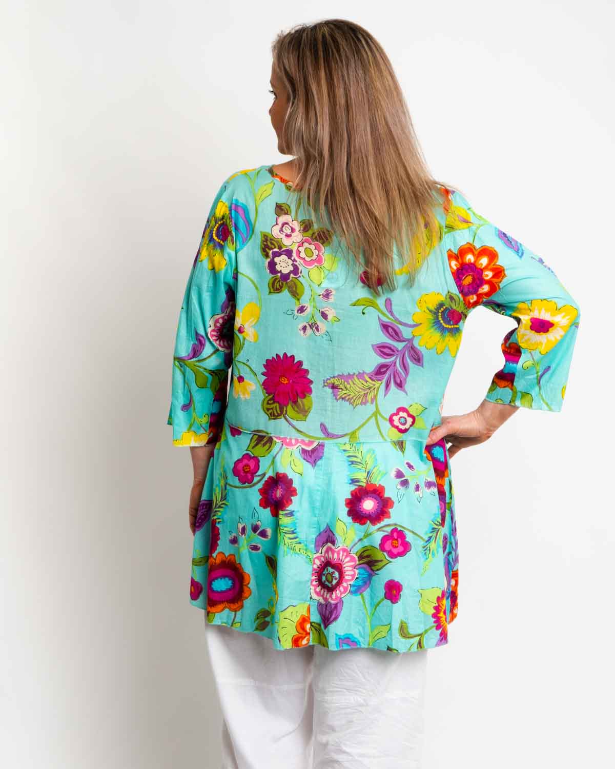 Daintree Top in Aqua Floral