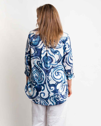 Palm Cove Top in Denim Swirl