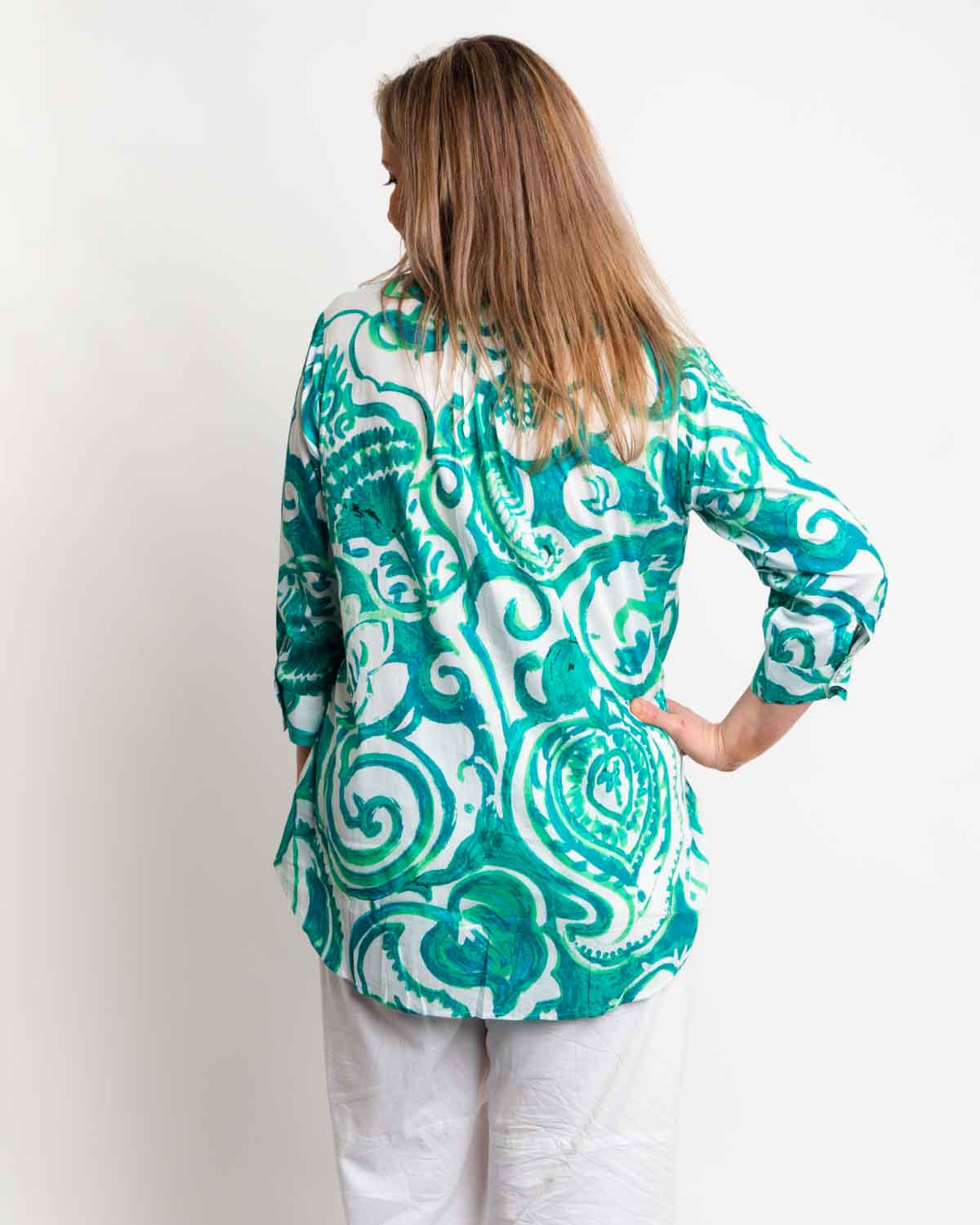 Palm Cove Top in Green Swirl