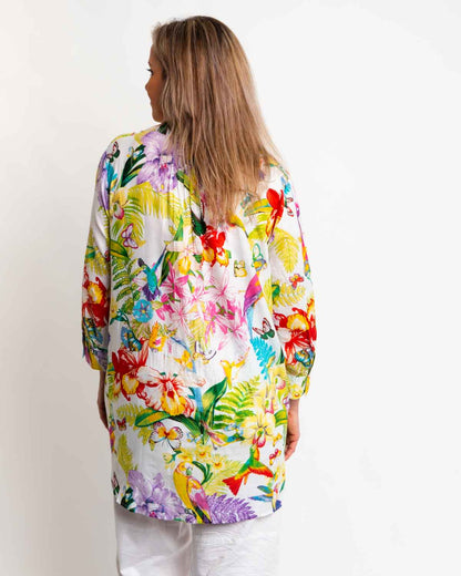 Palm Cove Top in Lime Birds