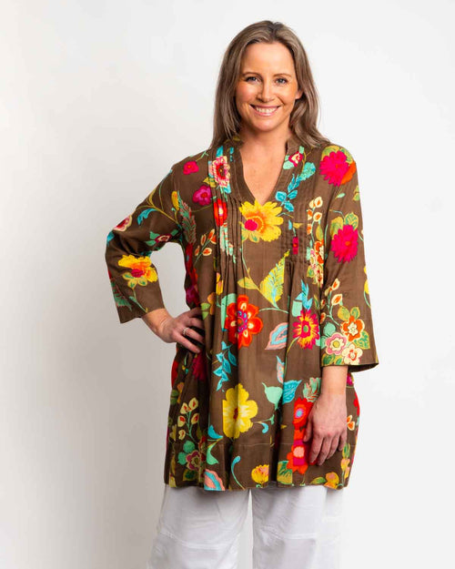 Tully Top in Chocolate Floral