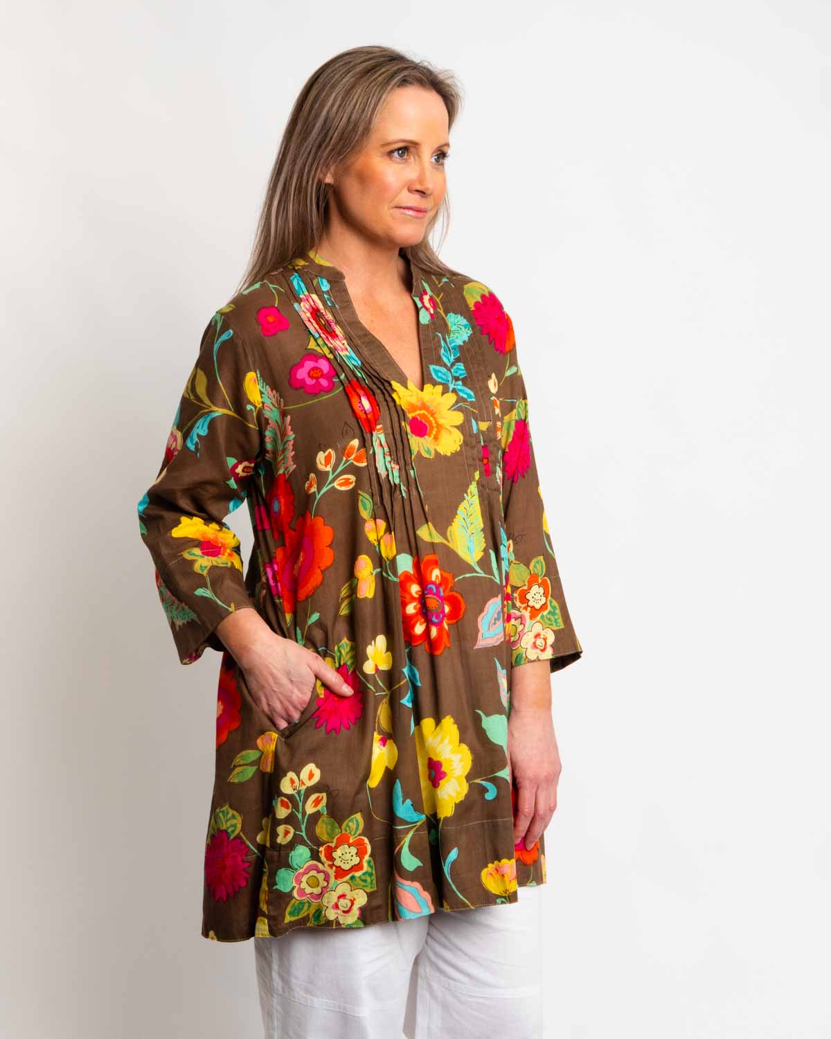 Tully Top in Chocolate Floral