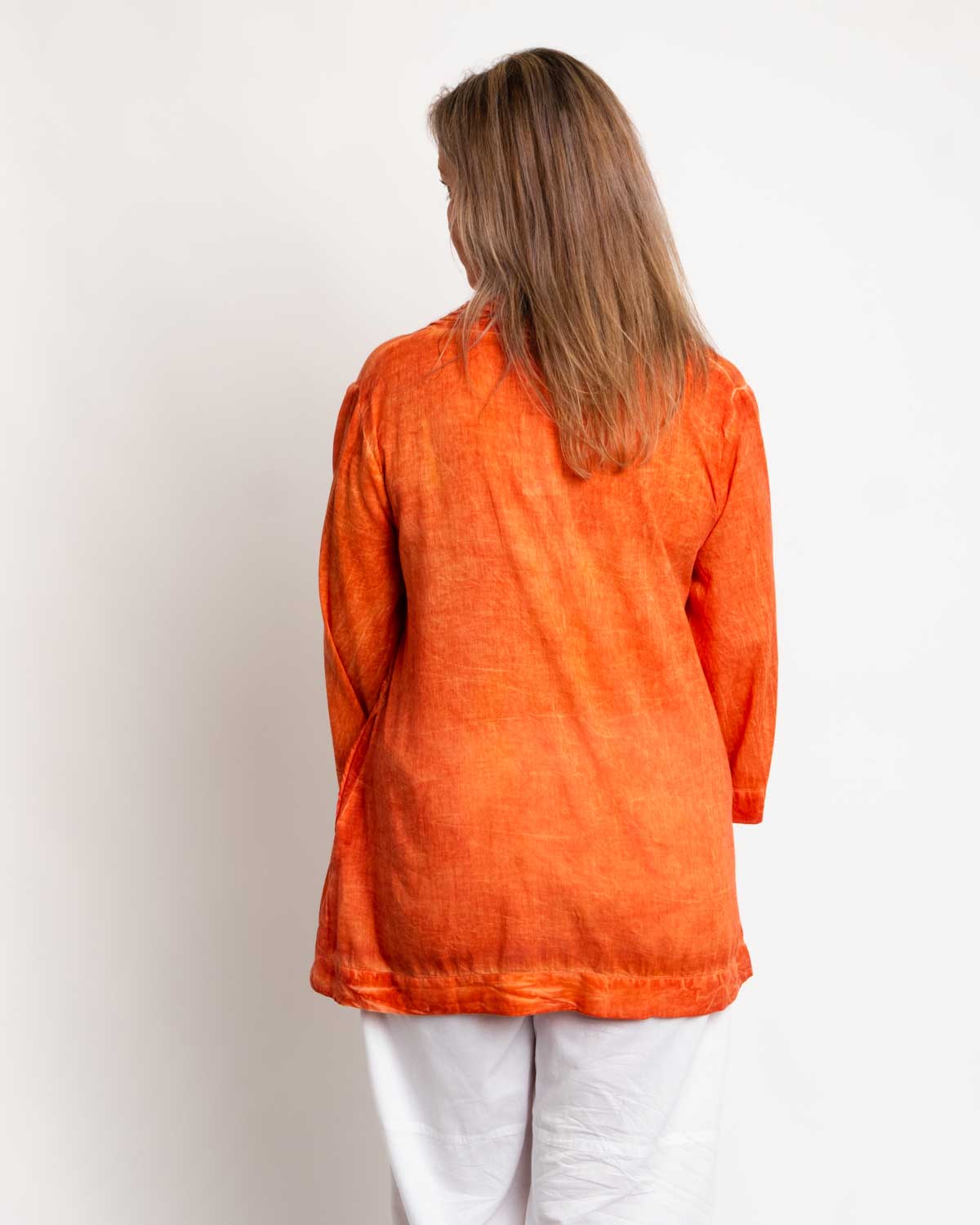 Pleated Summer Top in Orange Wash
