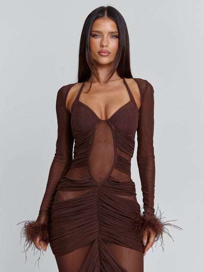 CHERREY MAXI DRESS CHOCOLATE