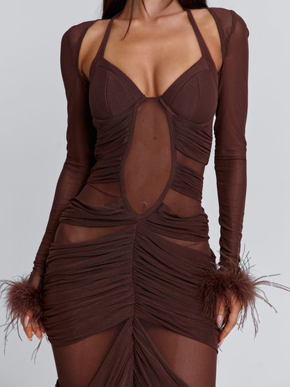 CHERREY MAXI DRESS CHOCOLATE