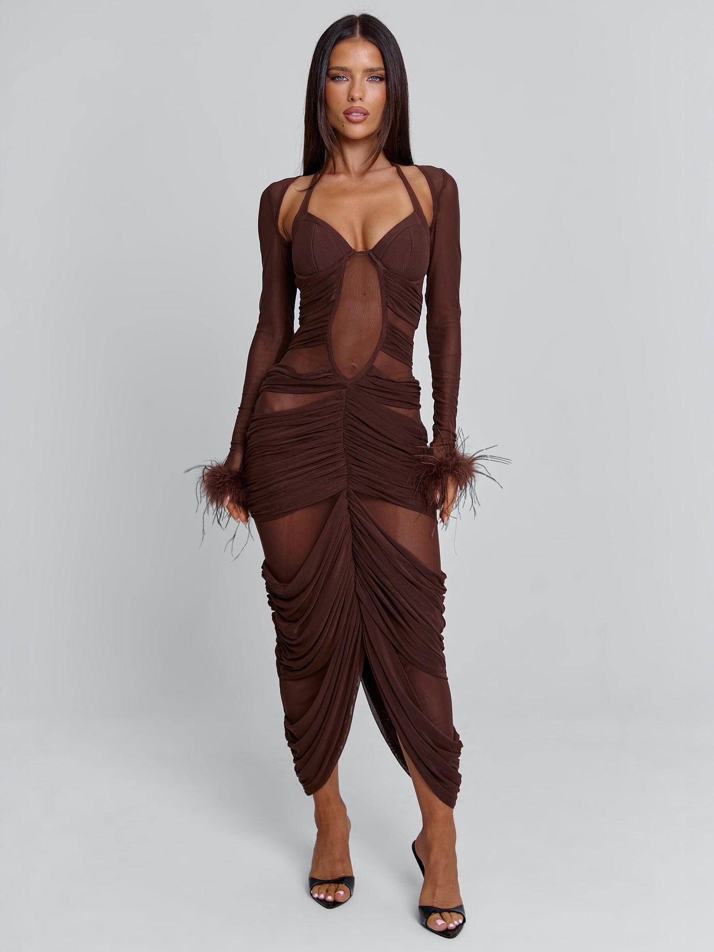 CHERREY MAXI DRESS CHOCOLATE