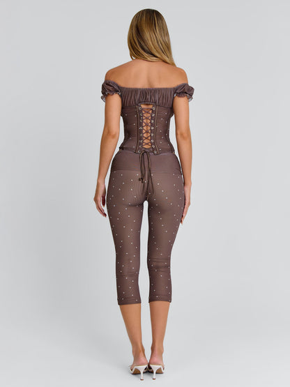 Corala Capri Pants Chocolate Polka Dot