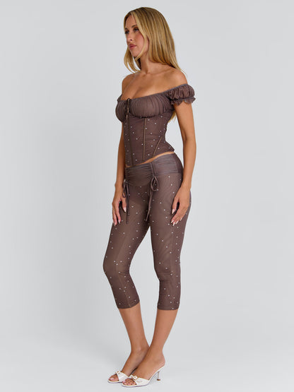 Corala Capri Pants Chocolate Polka Dot