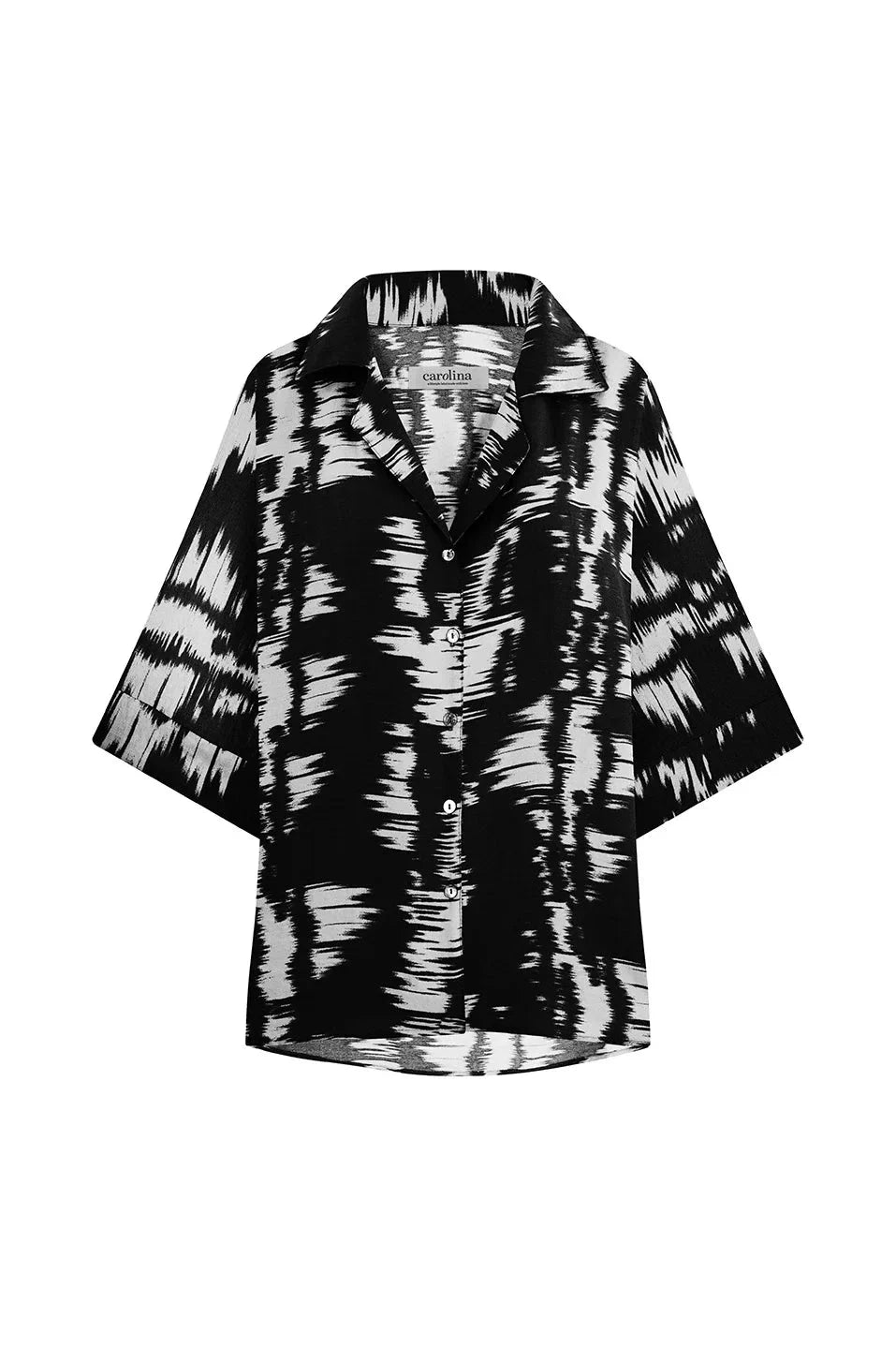 Campania Collared Short Sleeve Top Black